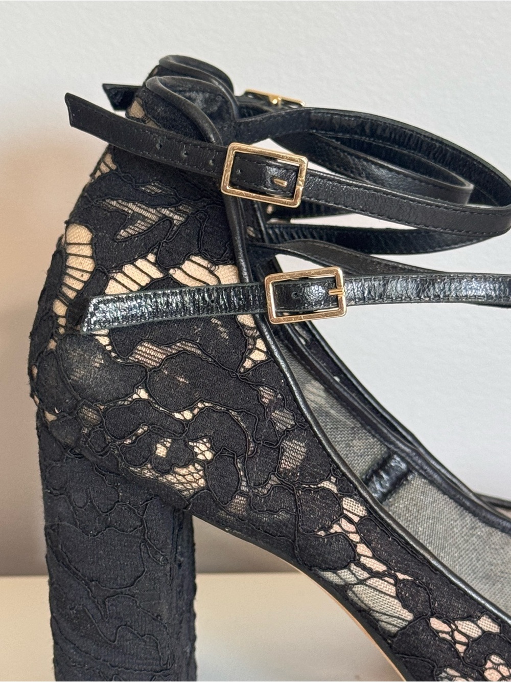 Kate Spade New York Black Lace Ankle Strap Block Heel Pumps 10.5M - Picture 7 of 14